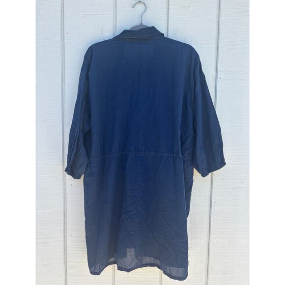 NWT J.Crew Cinched‎ Shirt Dress, Button Down, Indigo Blue, Cotton, Sz M - Picture 3 of 9